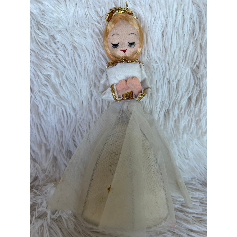 Vintage Christmas Angel Tree Topper Doll MCM Sleepy Eye Kitsch Holiday Decor